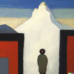 someone gazing at Mount Everest, painting by Kazimir Malevich generated by DALL·E 2